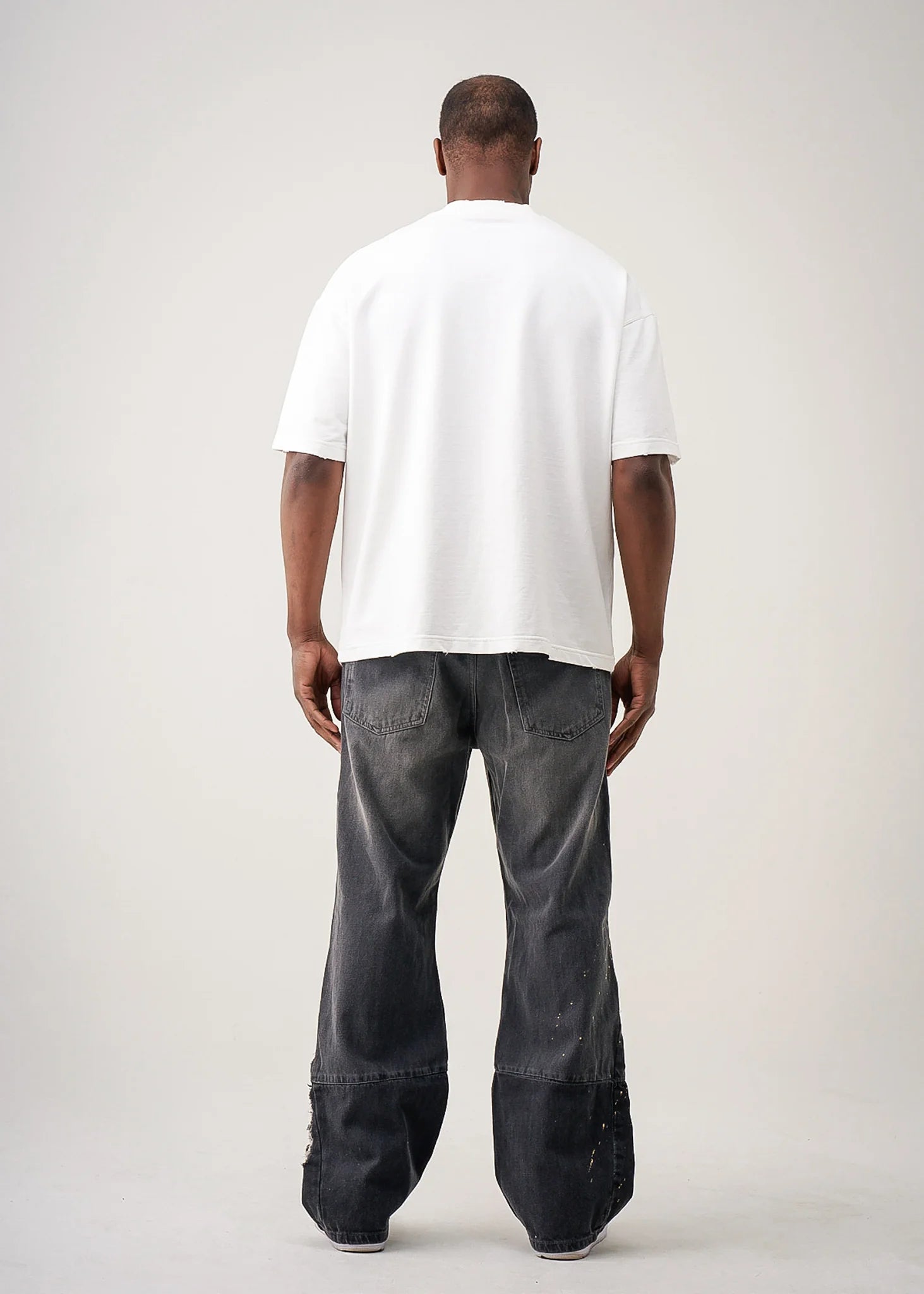 10 OZ White Oversized Garment Dye French Terry Distressed T-Shirt