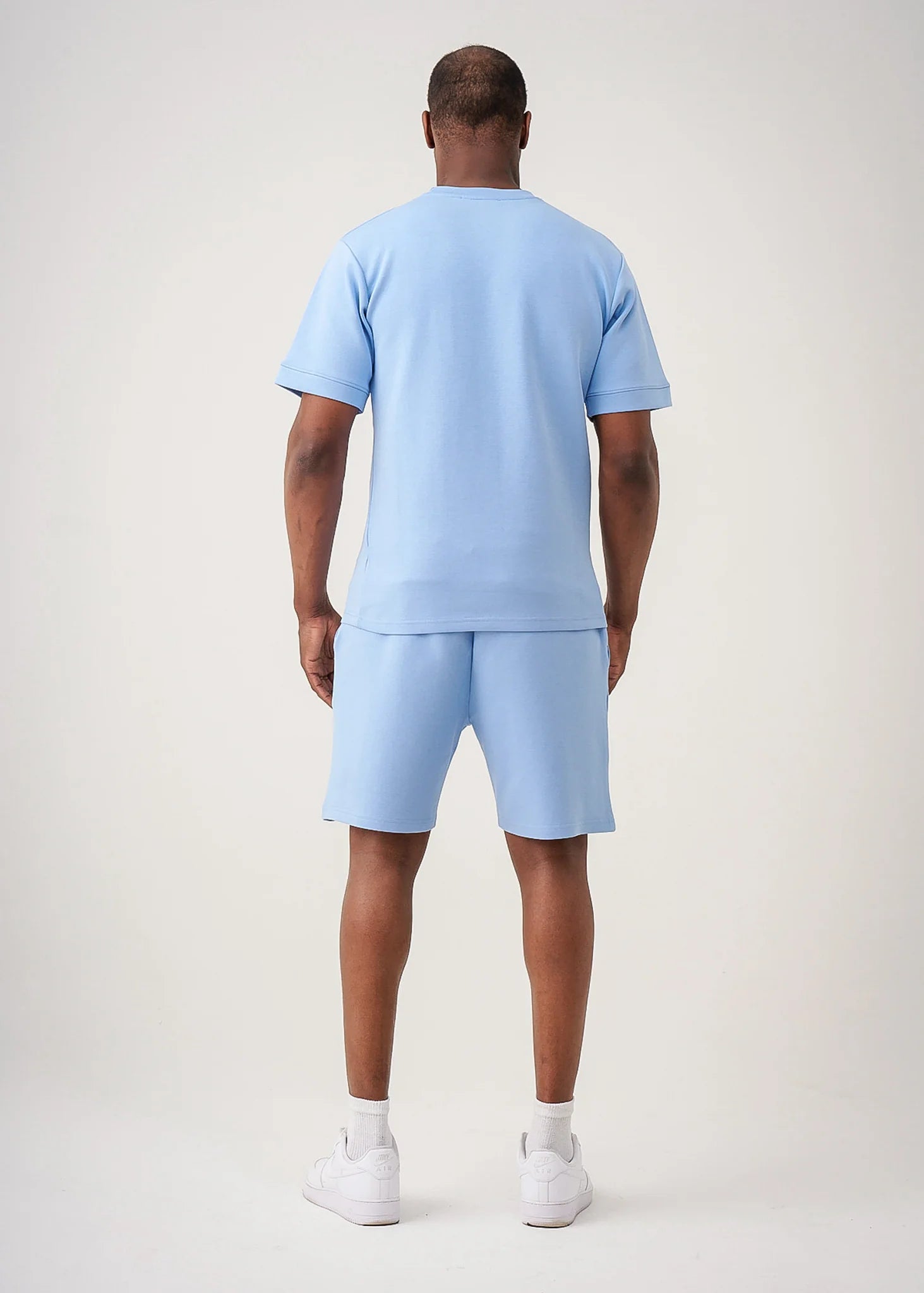 12 OZ Sky Blue Heatguard Interlock Lycra T-Shirt Short Set