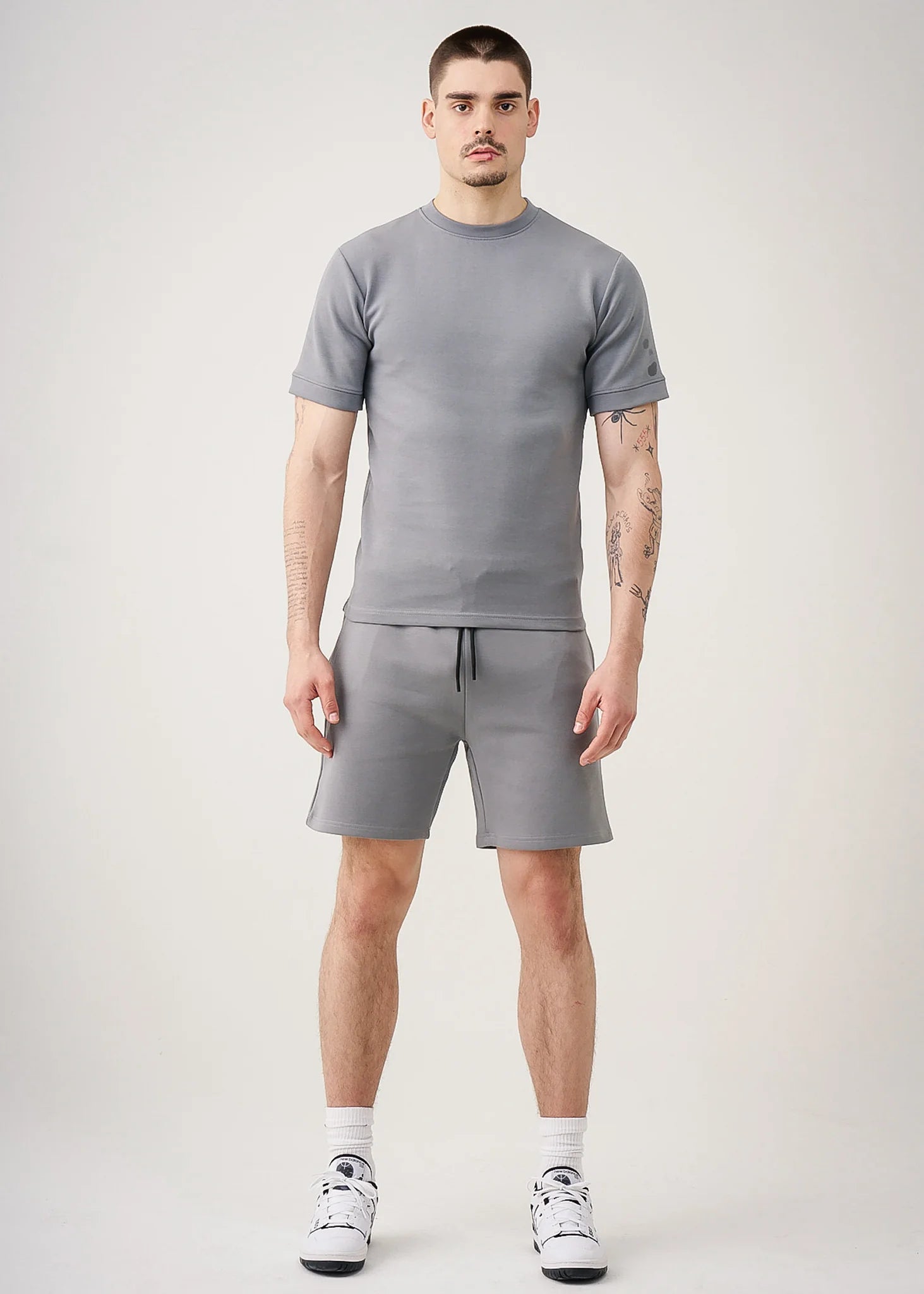 12 OZ Gray Heatguard Interlock Lycra T-Shirt Short Set