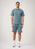 Teal Blue 12 Ounce Heatguard Interlock Lycra T-Shirt Short Set