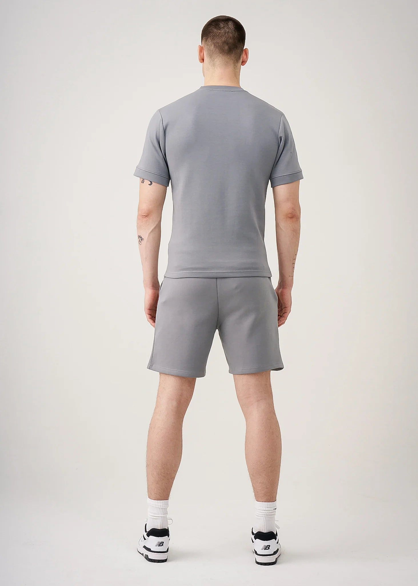 12 OZ Gray Heatguard Interlock Lycra T-Shirt Short Set