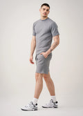 Gray 12 Ounce Heatguard Interlock Lycra T-Shirt Short Set