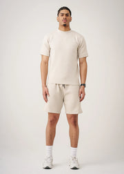 12 OZ Beige Heatguard Interlock Lycra T-Shirt Short Set