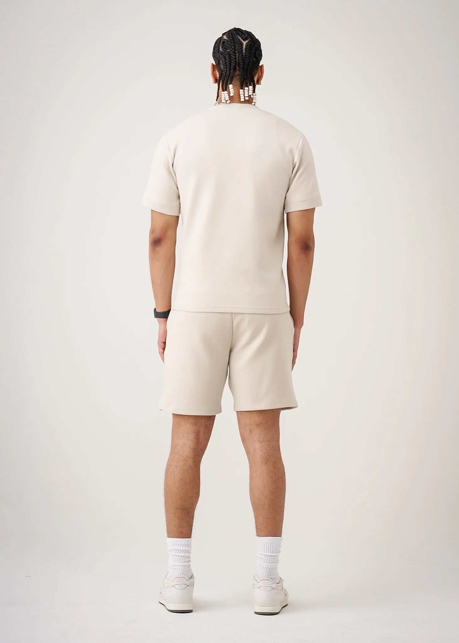 12 OZ Beige Heatguard Interlock Lycra T-Shirt Short Set