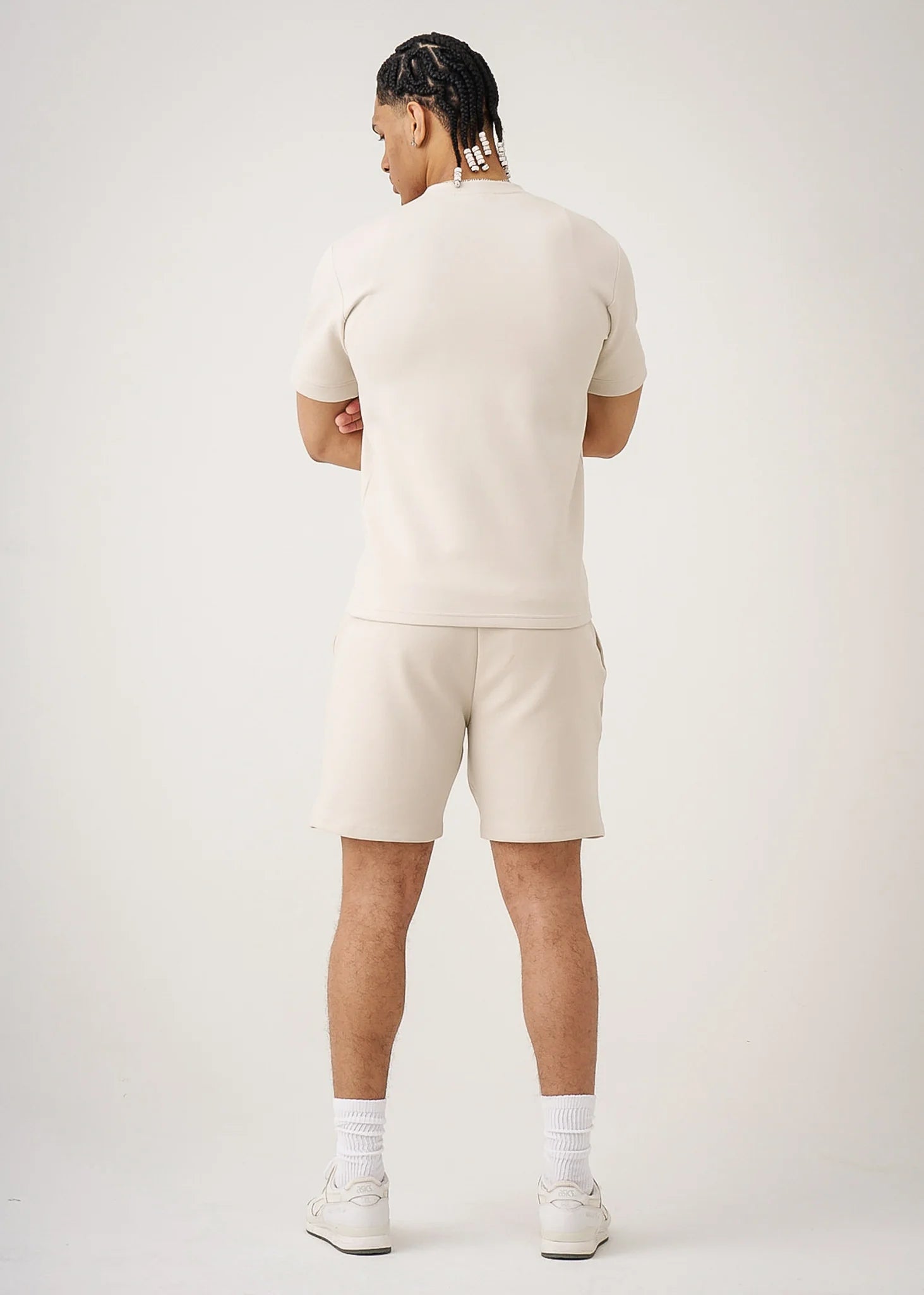 12 OZ Beige Heatguard Interlock Lycra T-Shirt Short Set