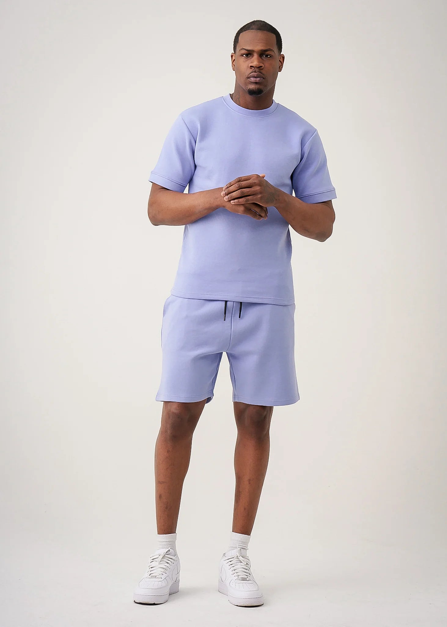 12 OZ Lilac Heatguard Interlock Lycra T-Shirt Short Set