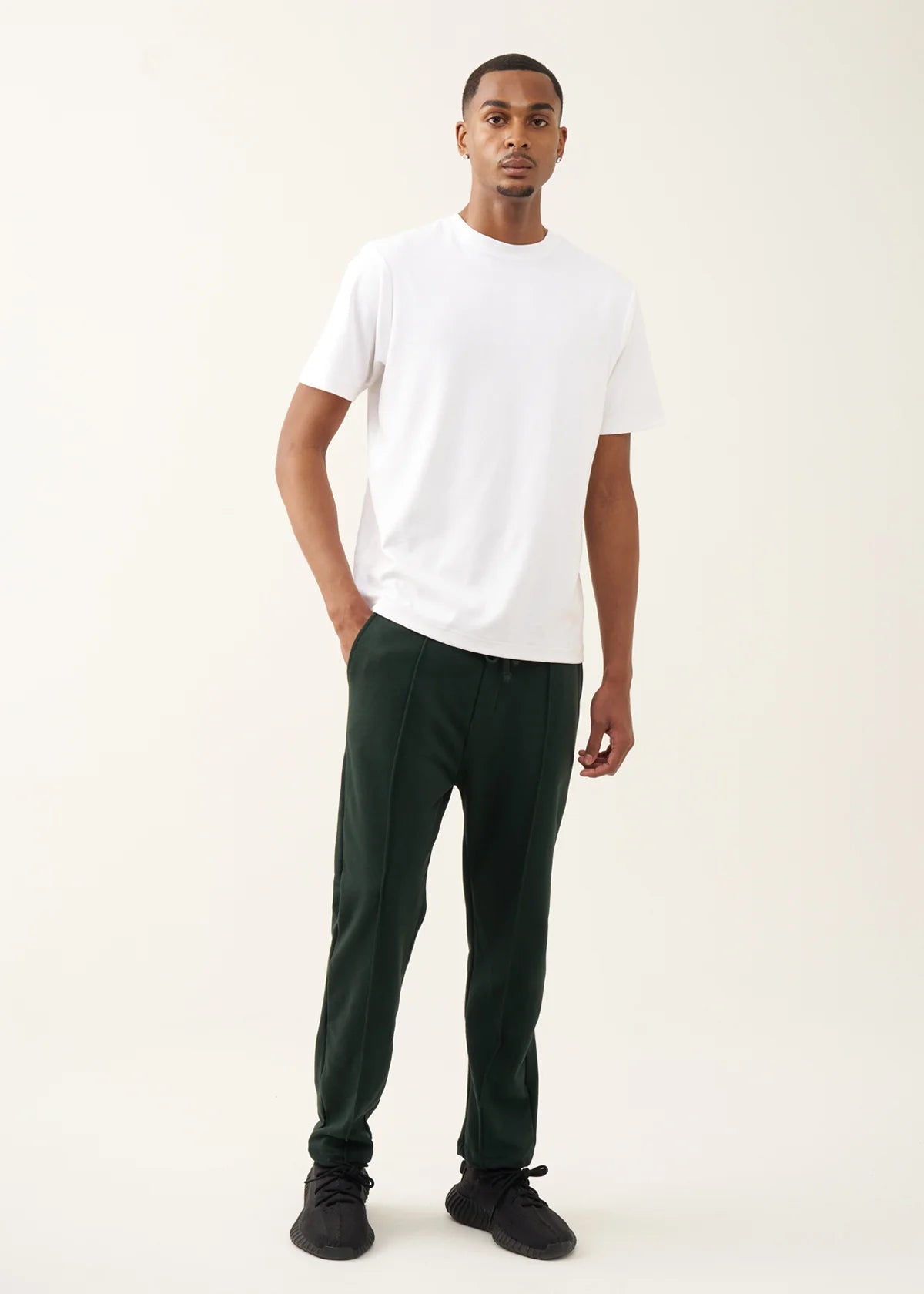 10 OZ Dark Green 3D Stitch Open Bottom Fleece Sweatpant