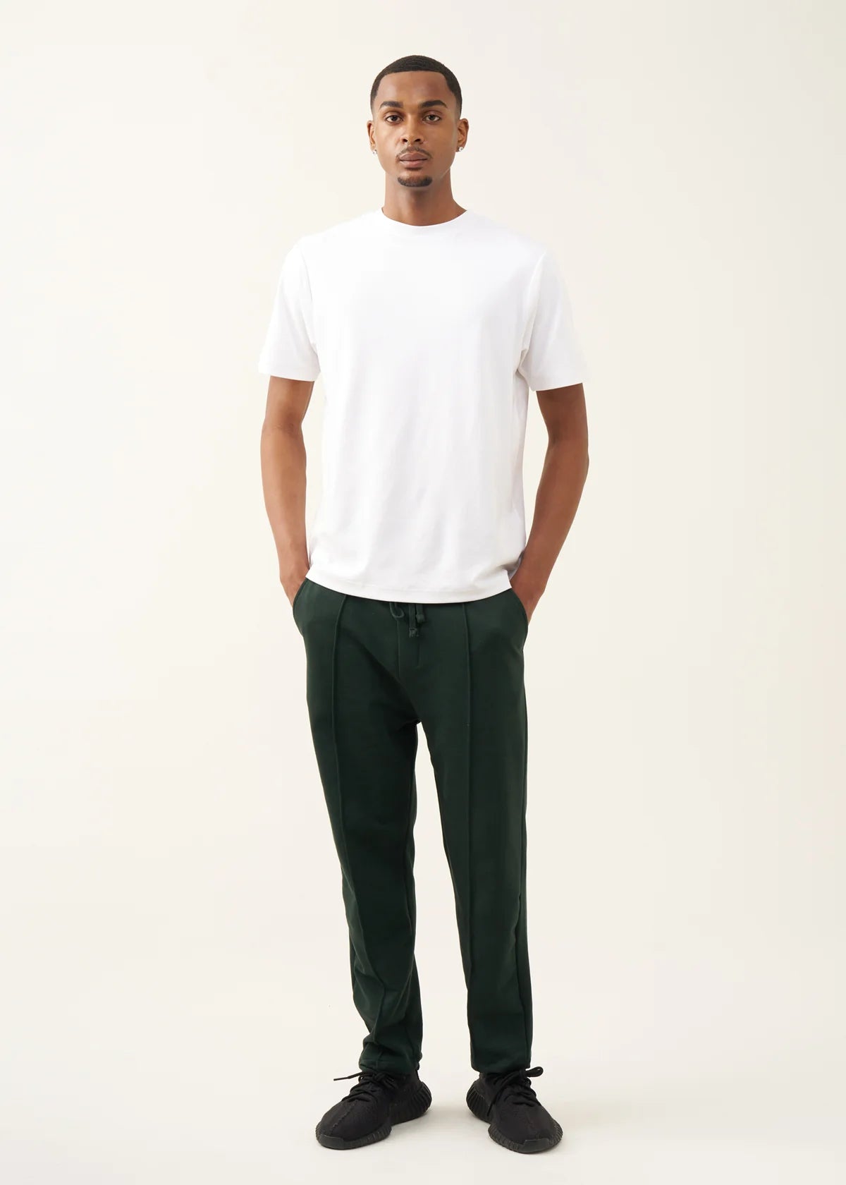 10 OZ Dark Green 3D Stitch Open Bottom Fleece Sweatpant