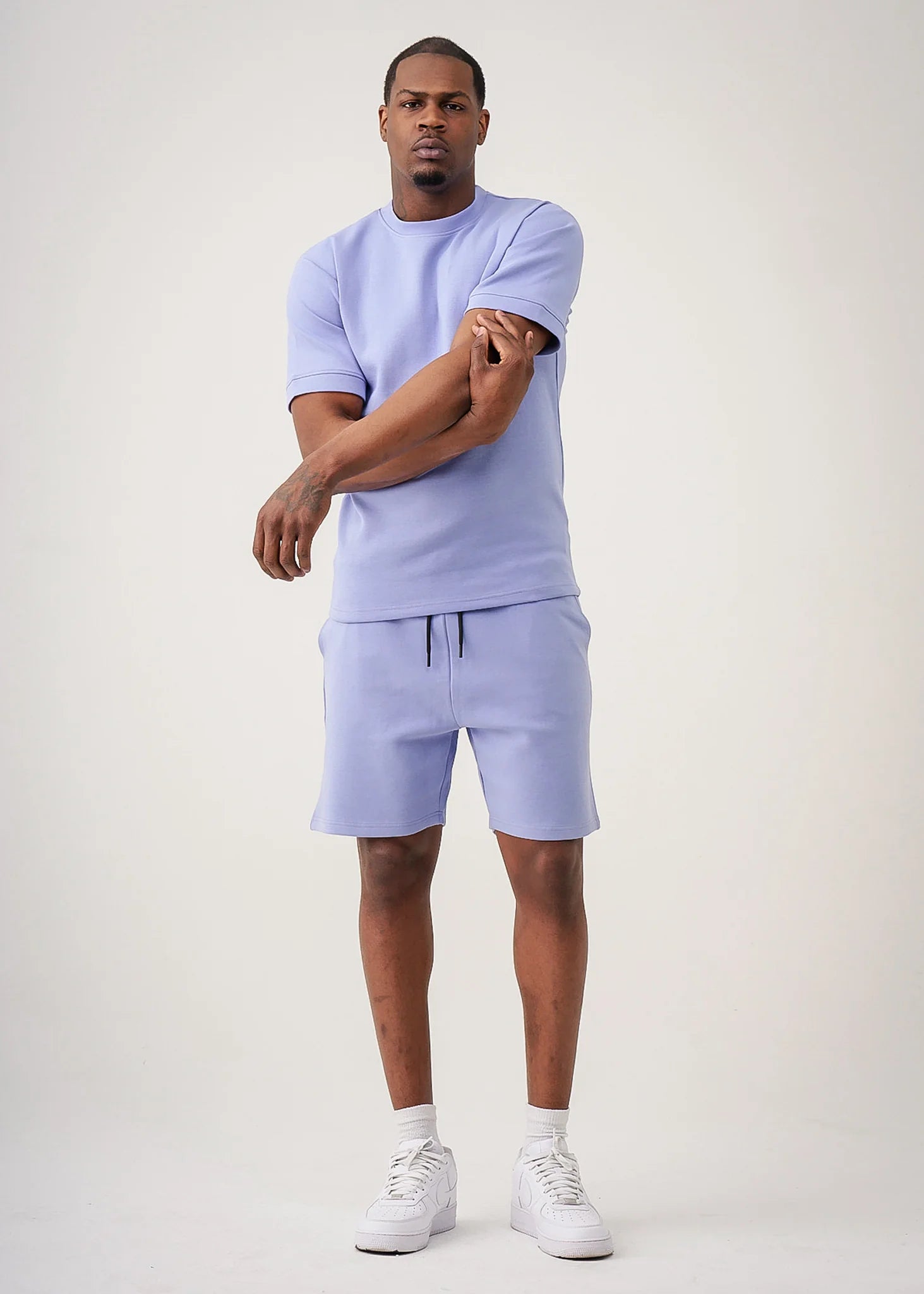 12 OZ Lilac Heatguard Interlock Lycra T-Shirt Short Set