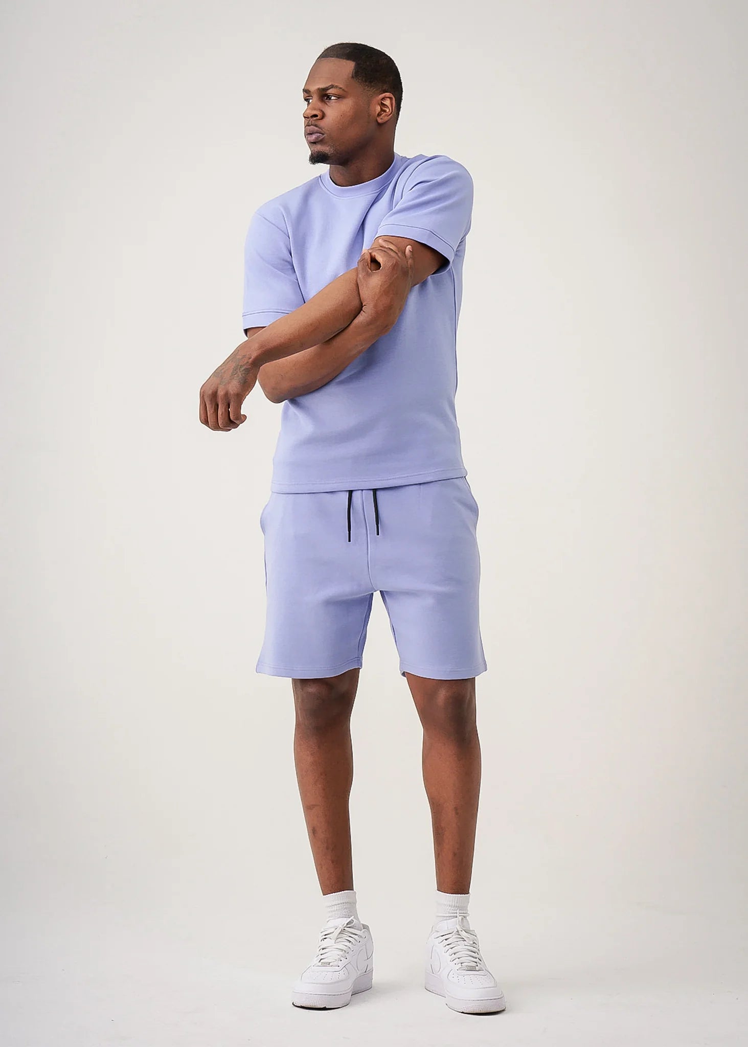 12 OZ Lilac Heatguard Interlock Lycra T-Shirt Short Set