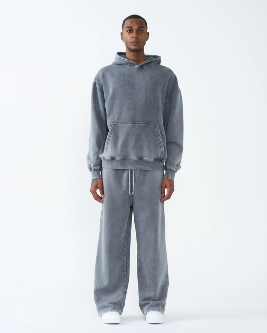 11 OZ Gray Oversized Acid Wash Sweatsuit Set