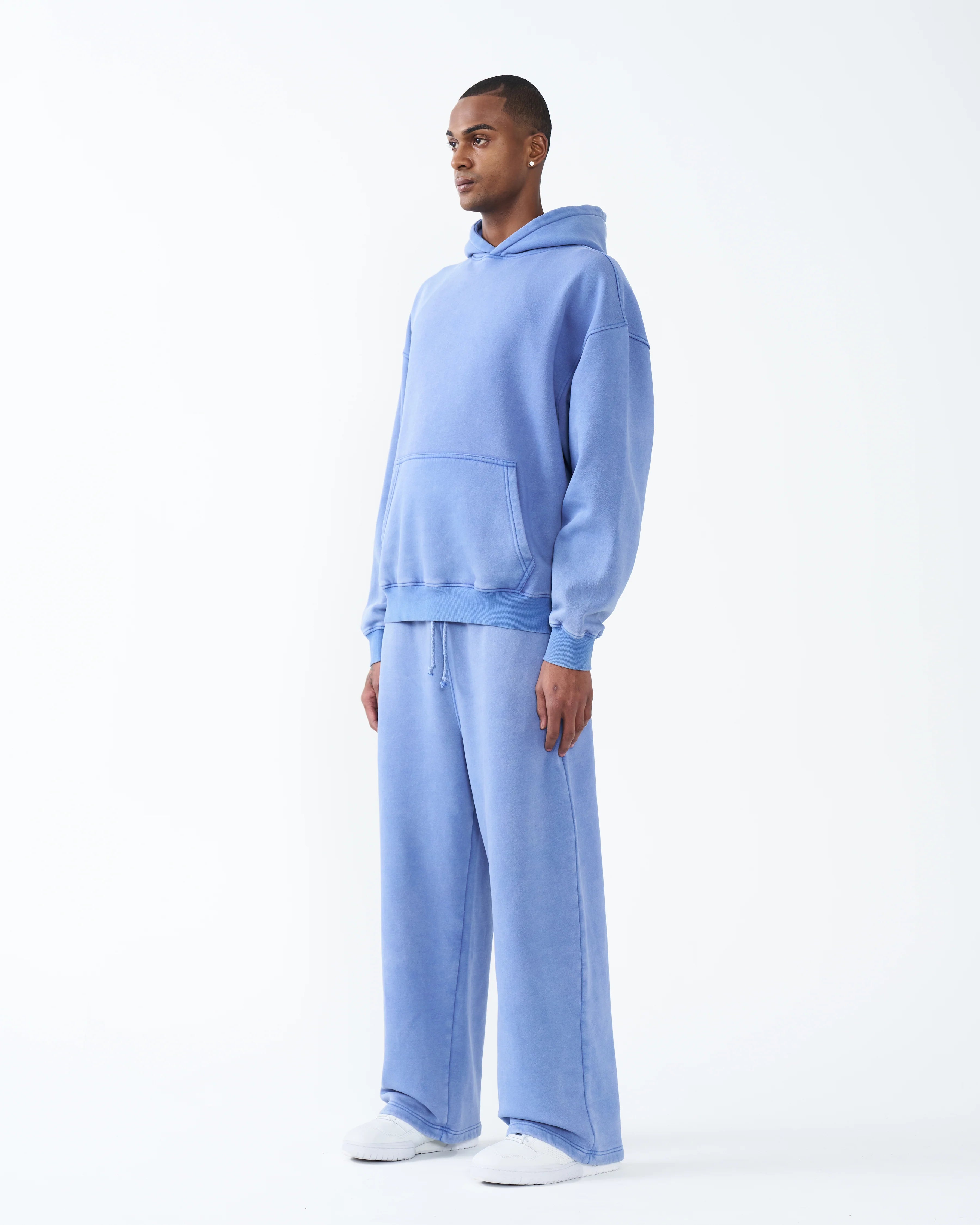 11 OZ Blue Oversized Acid Wash Sweatsuit Set