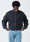 600 GSM Black Mock Neck Oversized Drop Shoulder Garment Dyed Jacket