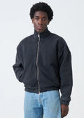 600 GSM Black Mock Neck Oversized Drop Shoulder Garment Dyed Jacket