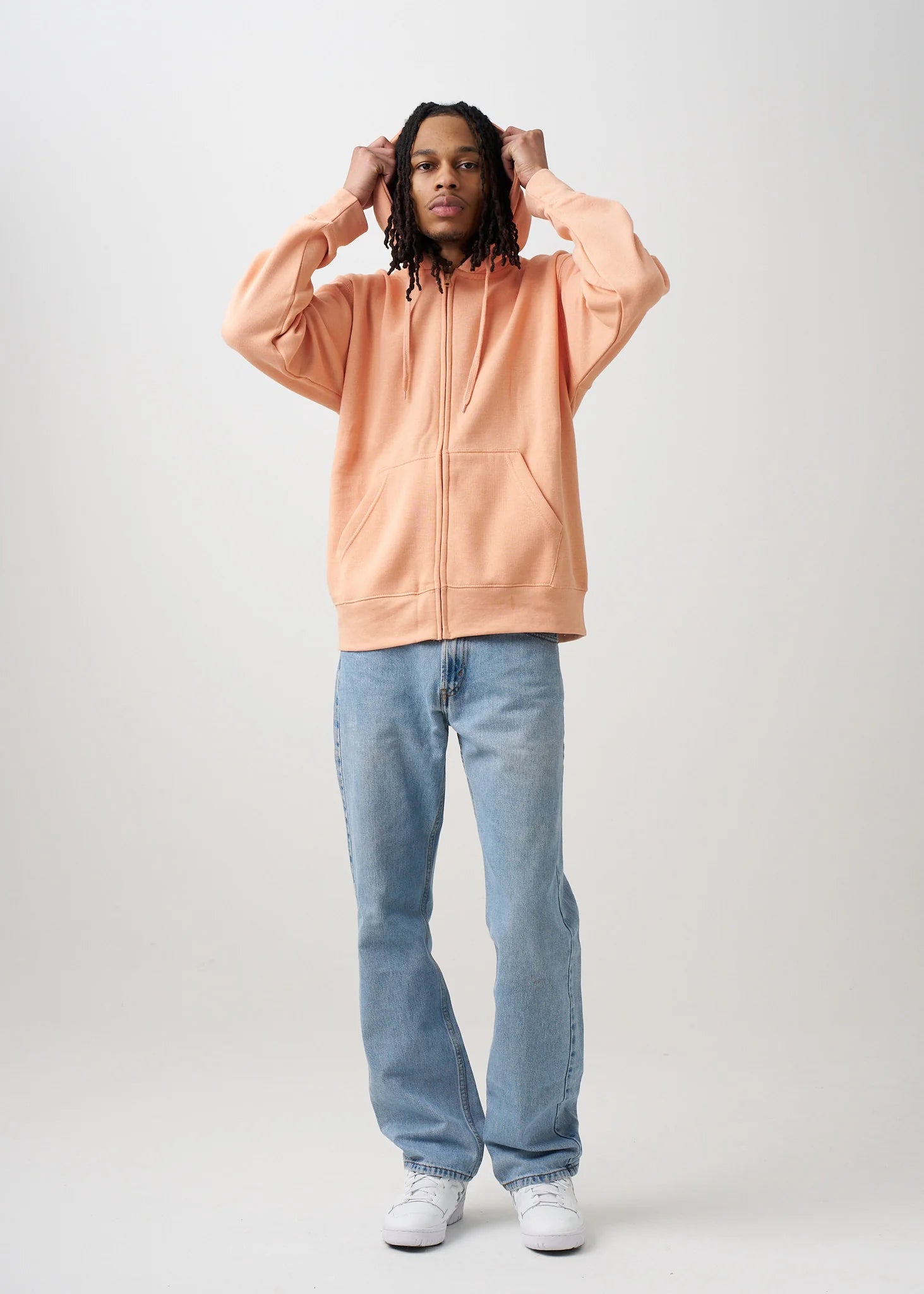 10 OZ Peach Heavyweight Zip-Up Hoodie