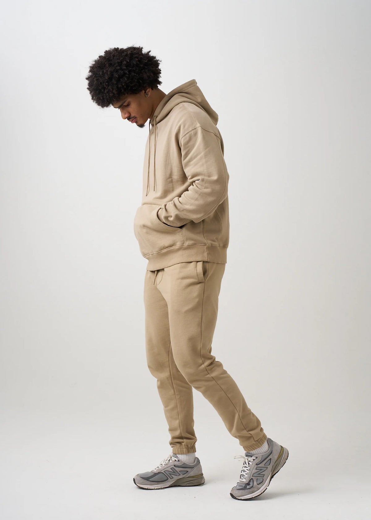 12 OZ Beige Garment Wash Sweatsuit