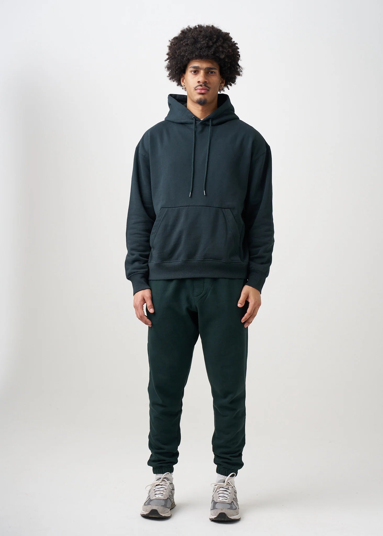 12 OZ Dark Green Garment Wash Premium Fleece Sweatsuit