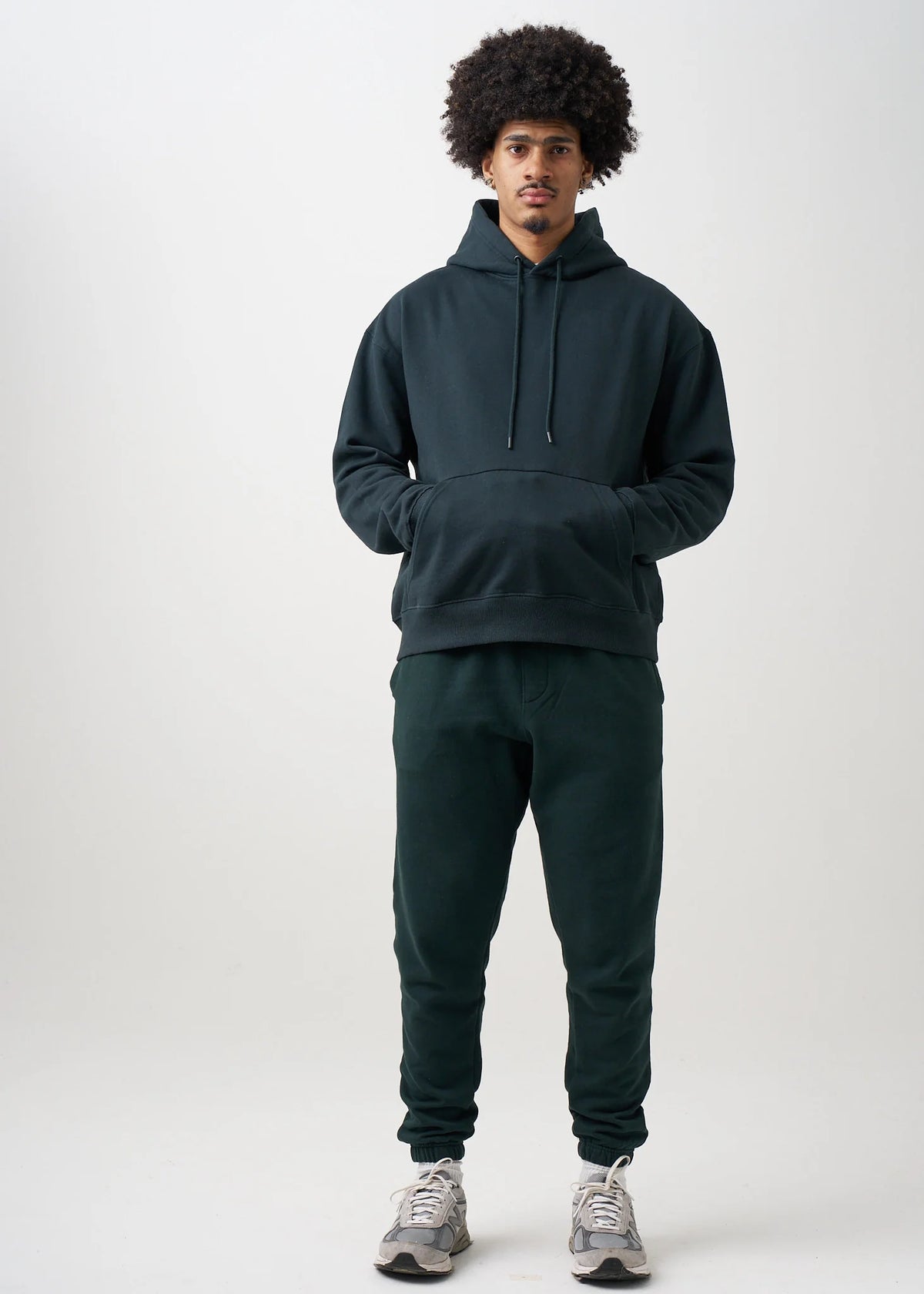 12 OZ Dark Green Garment Wash Premium Fleece Sweatsuit