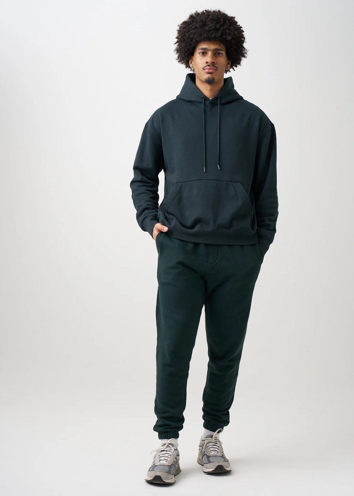12 OZ Dark Green Garment Wash Premium Fleece Sweatsuit