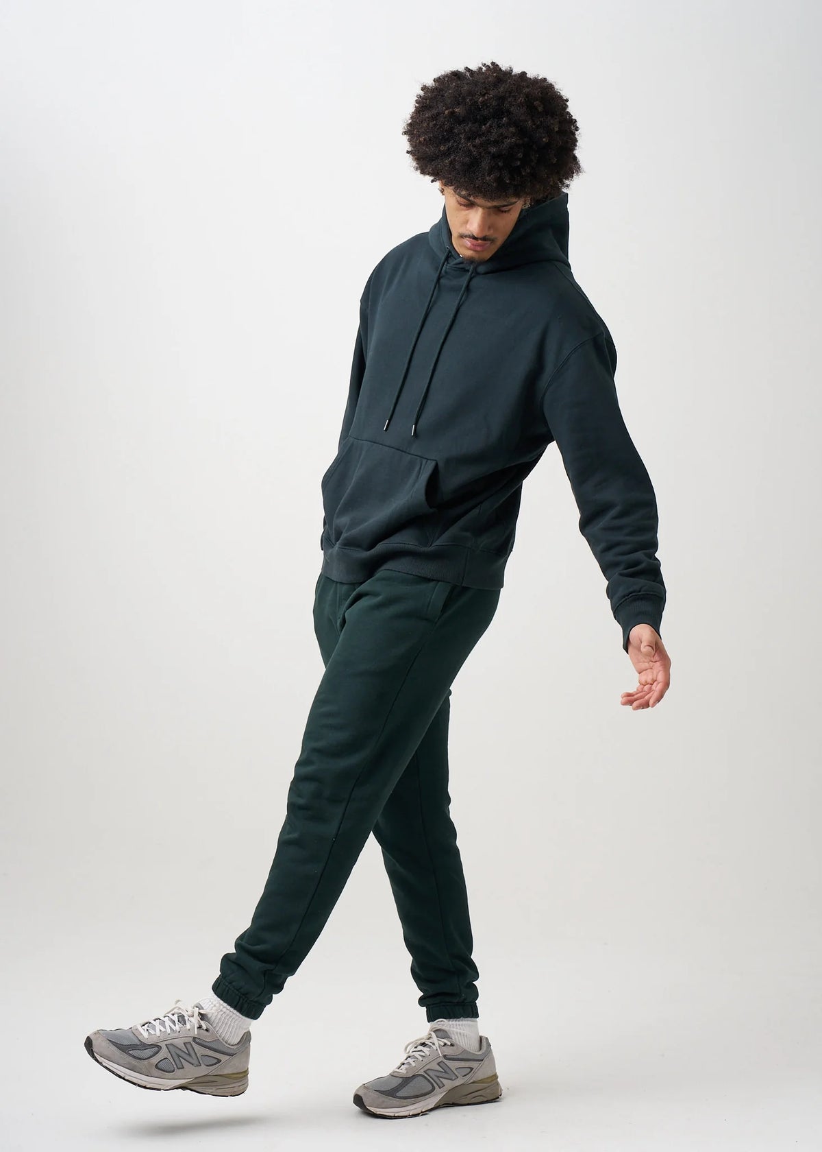 12 OZ Dark Green Garment Wash Premium Fleece Sweatsuit