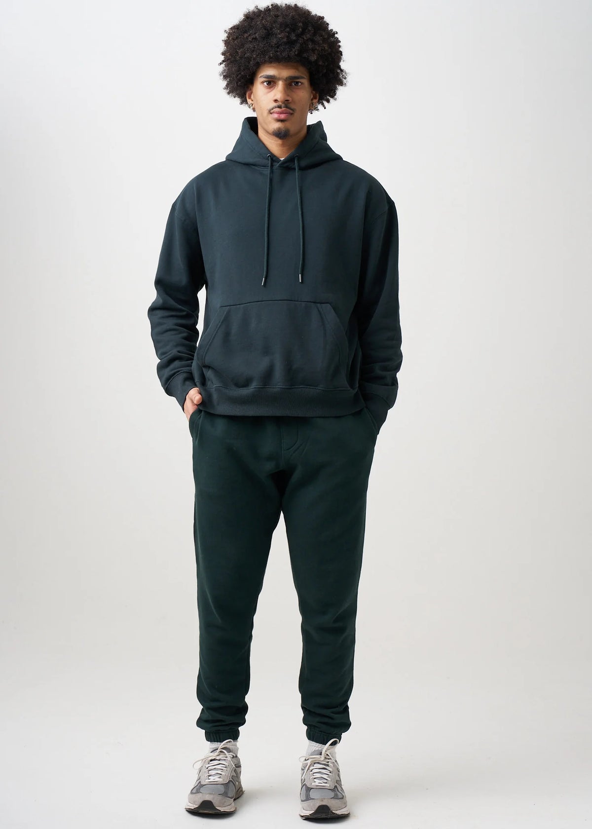 12 OZ Dark Green Garment Wash Premium Fleece Sweatsuit