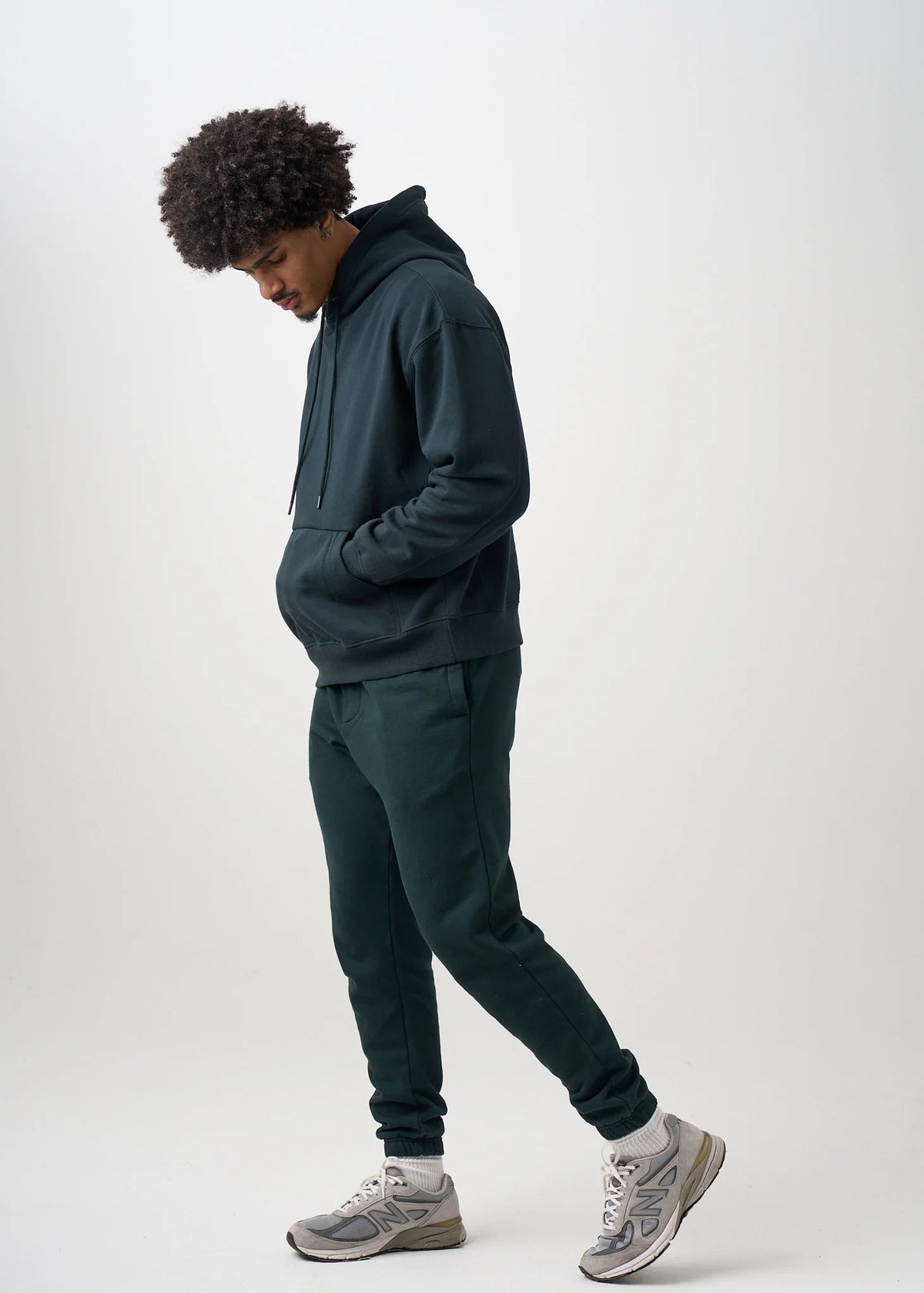 12 OZ Dark Green Garment Wash Premium Fleece Sweatsuit
