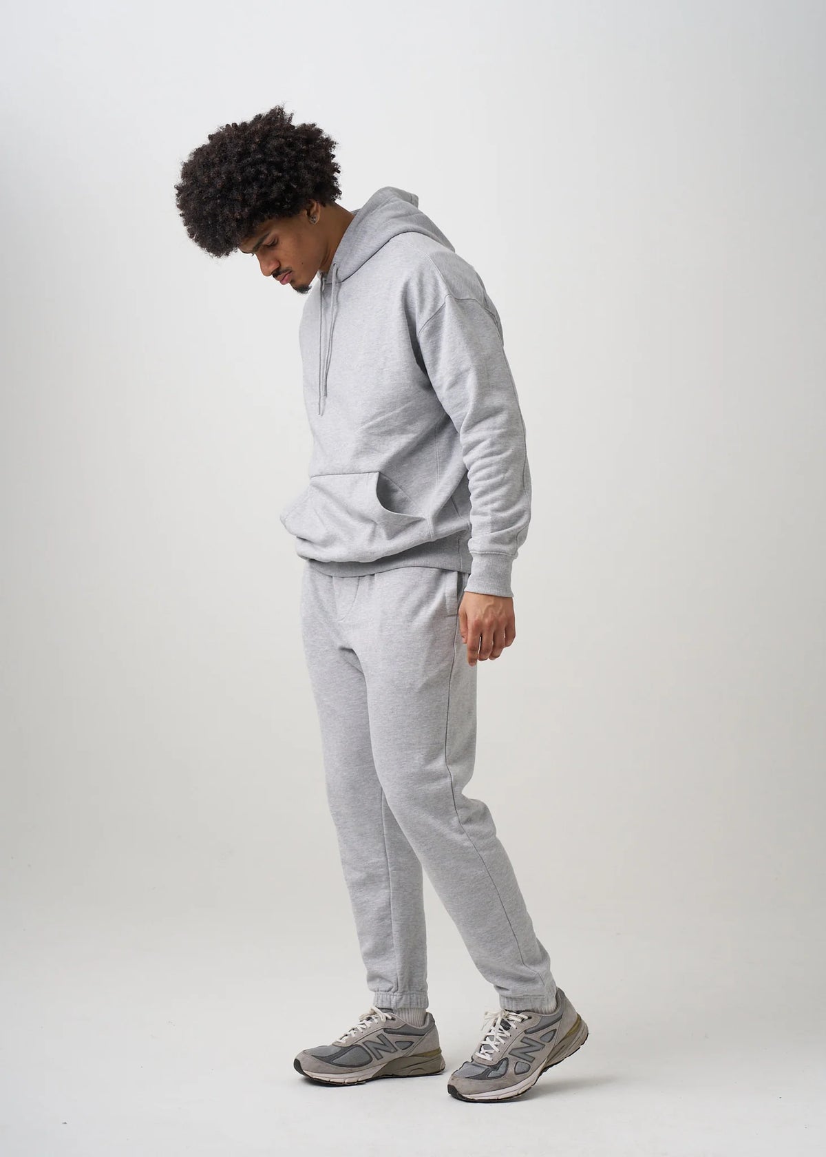 12 OZ Gray Garment Wash Premium Fleece Sweatsuit