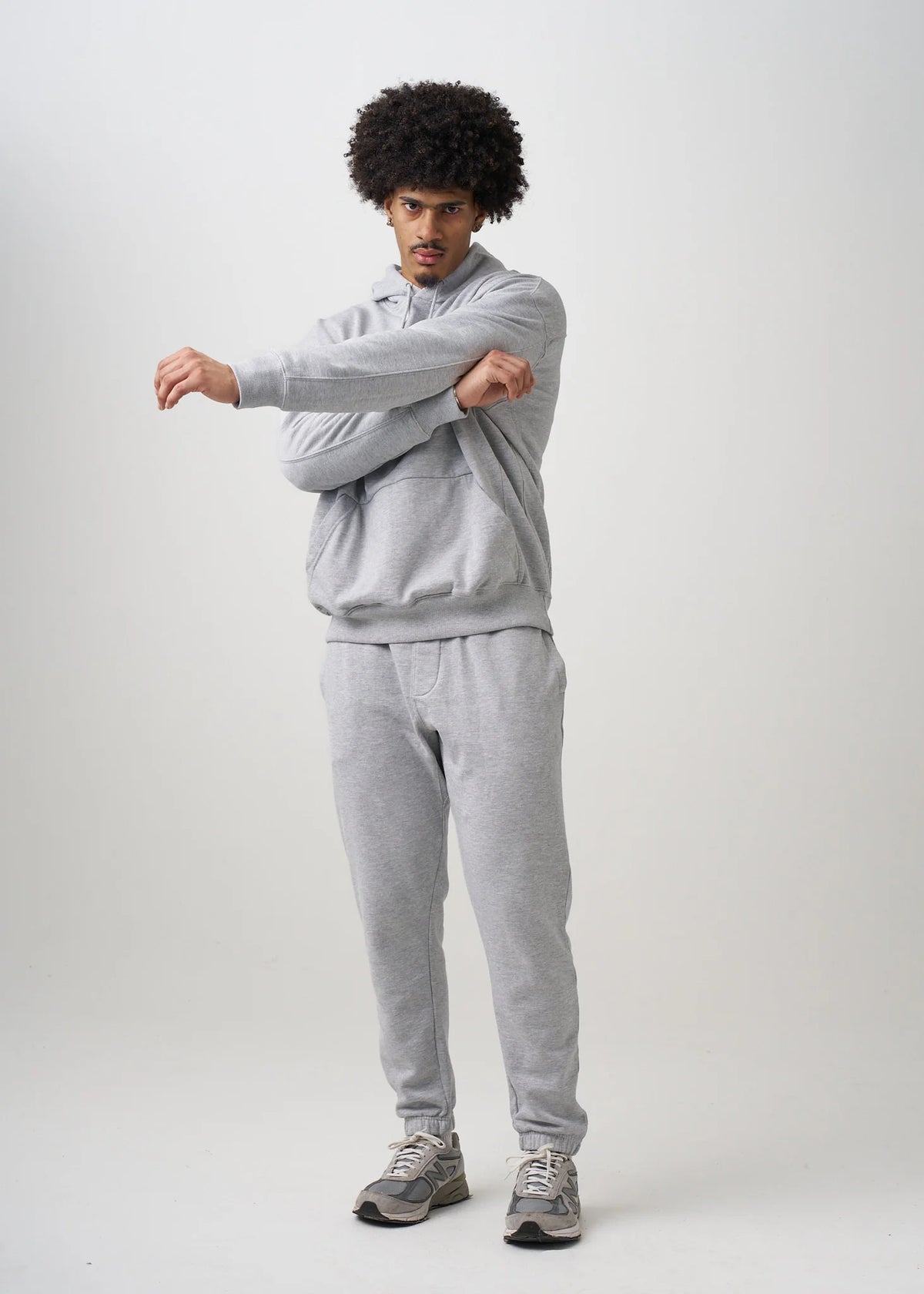 12 OZ Gray Garment Wash Premium Fleece Sweatsuit