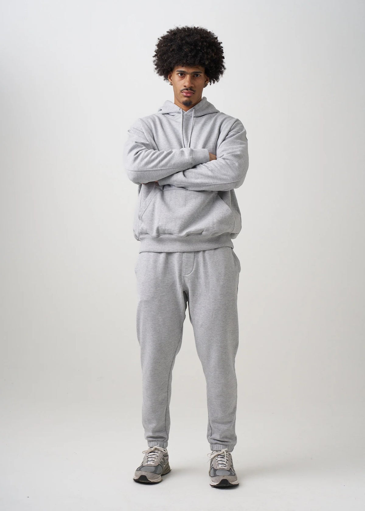 12 OZ Gray Garment Wash Premium Fleece Sweatsuit