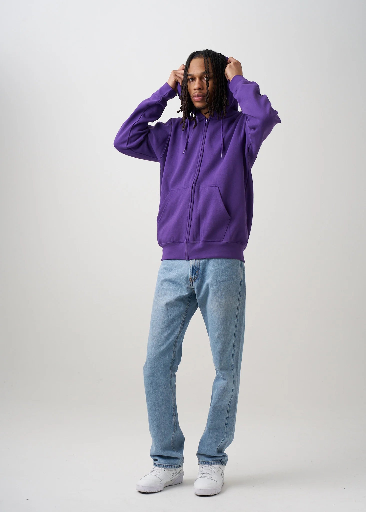 10 OZ Purple Heavyweight Zip-Up Hoodie