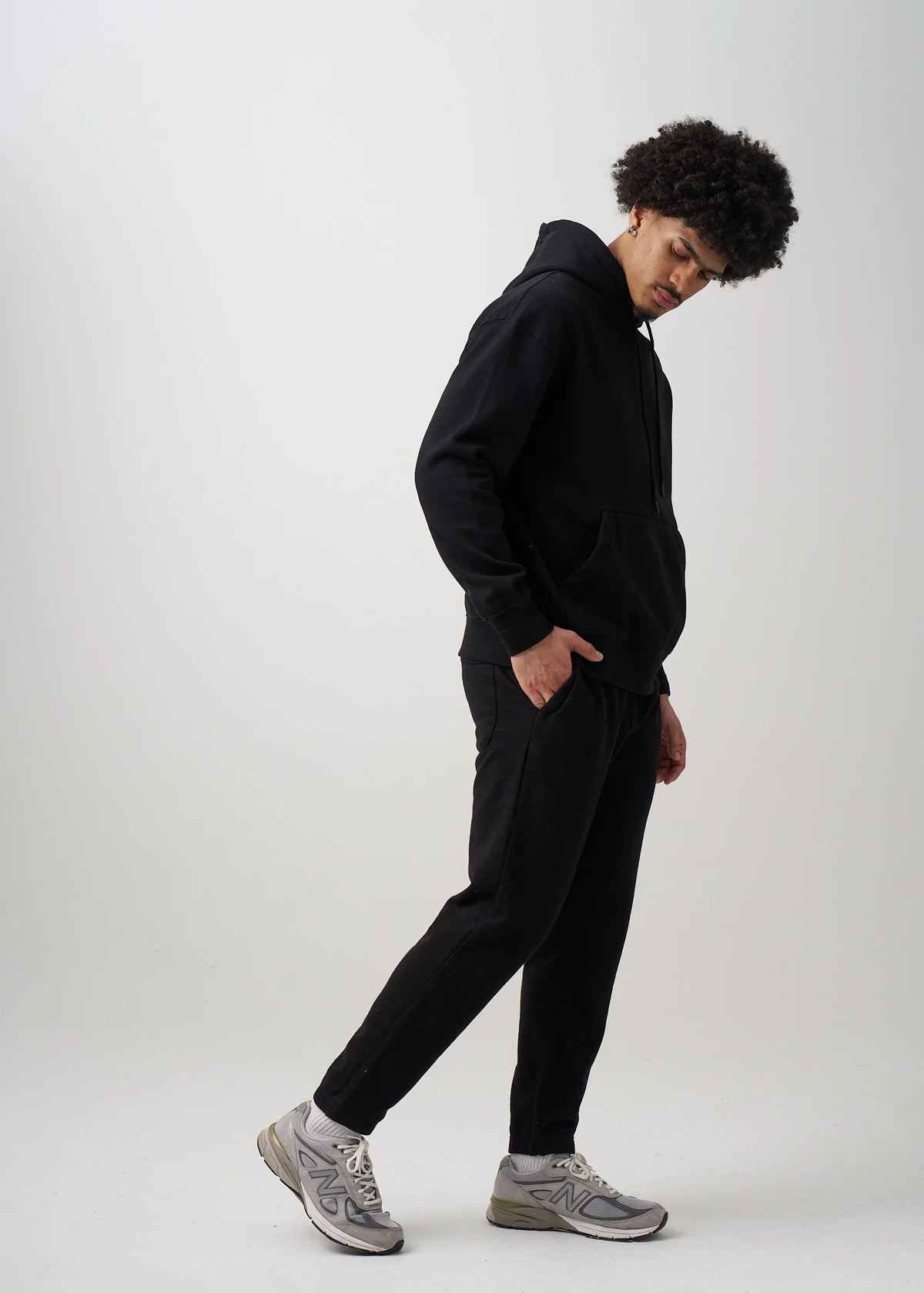 12 OZ Black Garment Wash Premium Fleece Sweatsuit