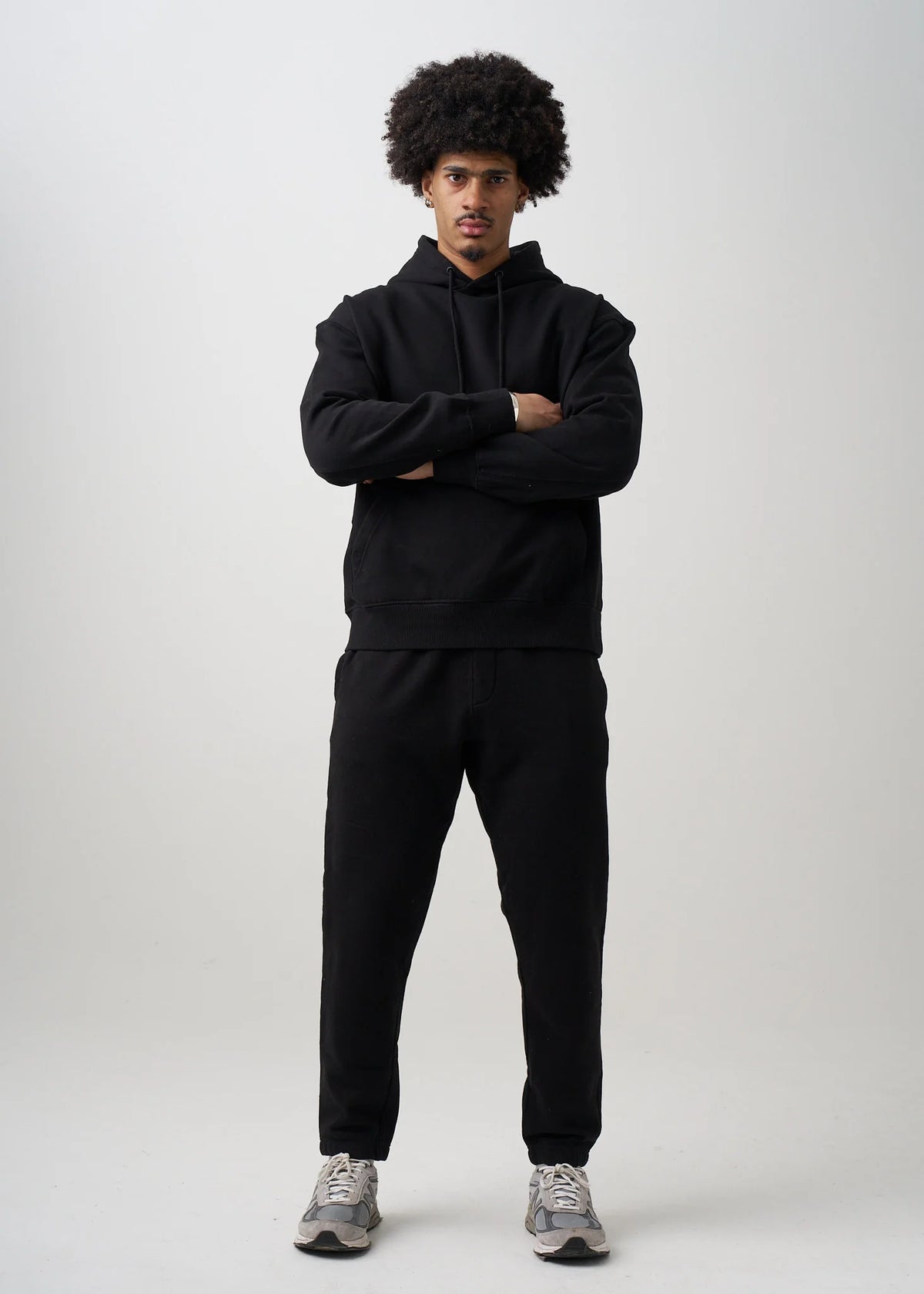 12 OZ Black Garment Wash Premium Fleece Sweatsuit