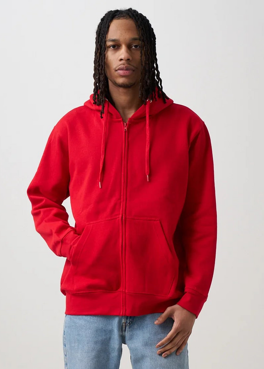 10 OZ Red Zip-Up Fleece Hoodie