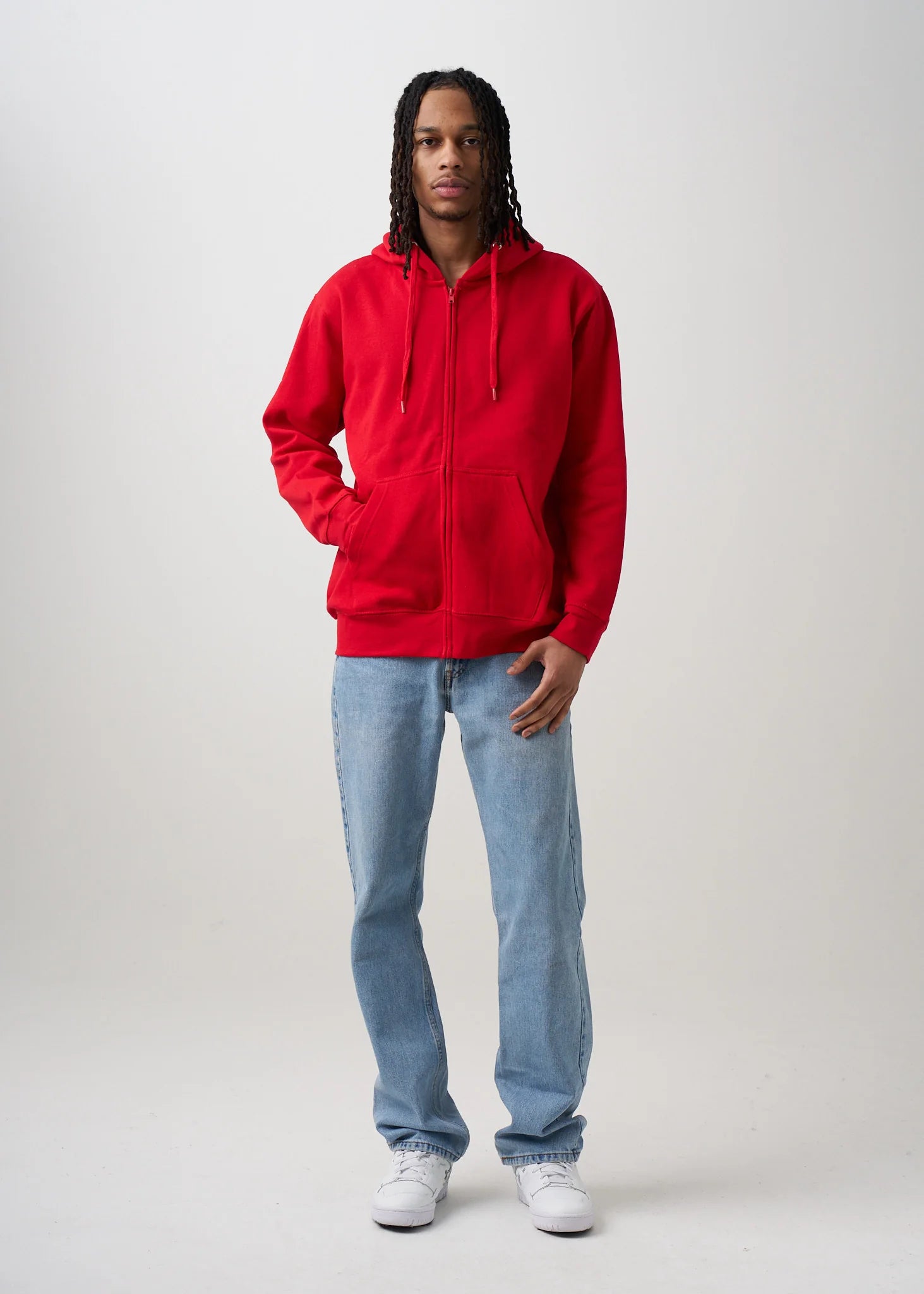 10 OZ Red Heavyweight Zip-Up Hoodie