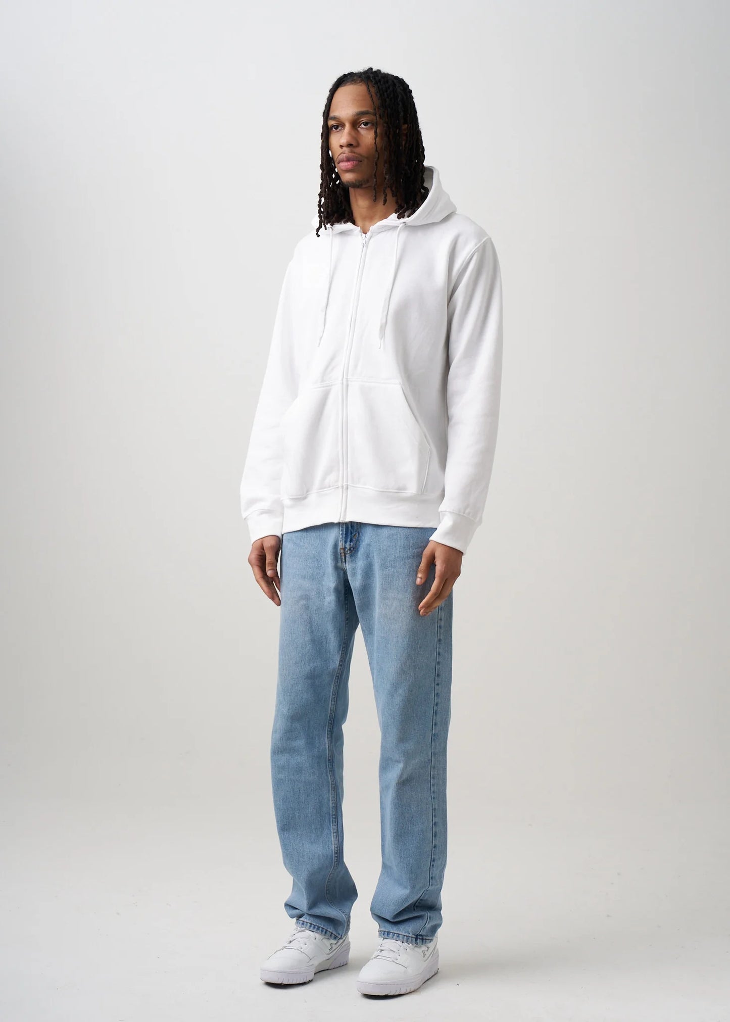 White Heavy Blend Zip-Up Fleece Hooded SweatShirt