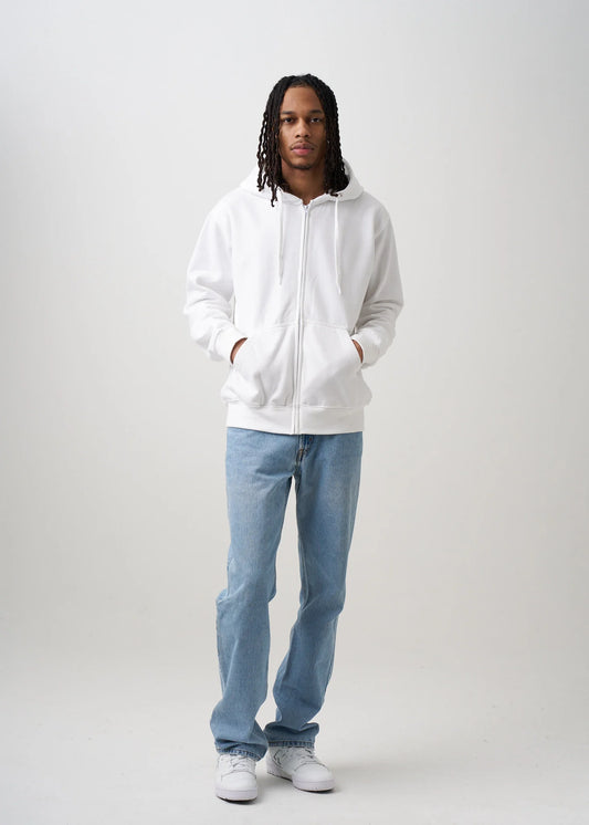 White Heavy Blend Zip-Up Fleece Hooded SweatShirt