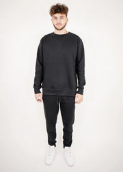 Black Tight Fleece Crew-Neck SweatSuit