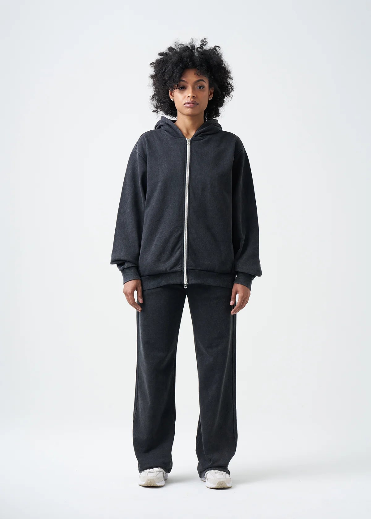 Pigment Black 14 Ounce Garment Dye Fleece Hooded Sweatsuit