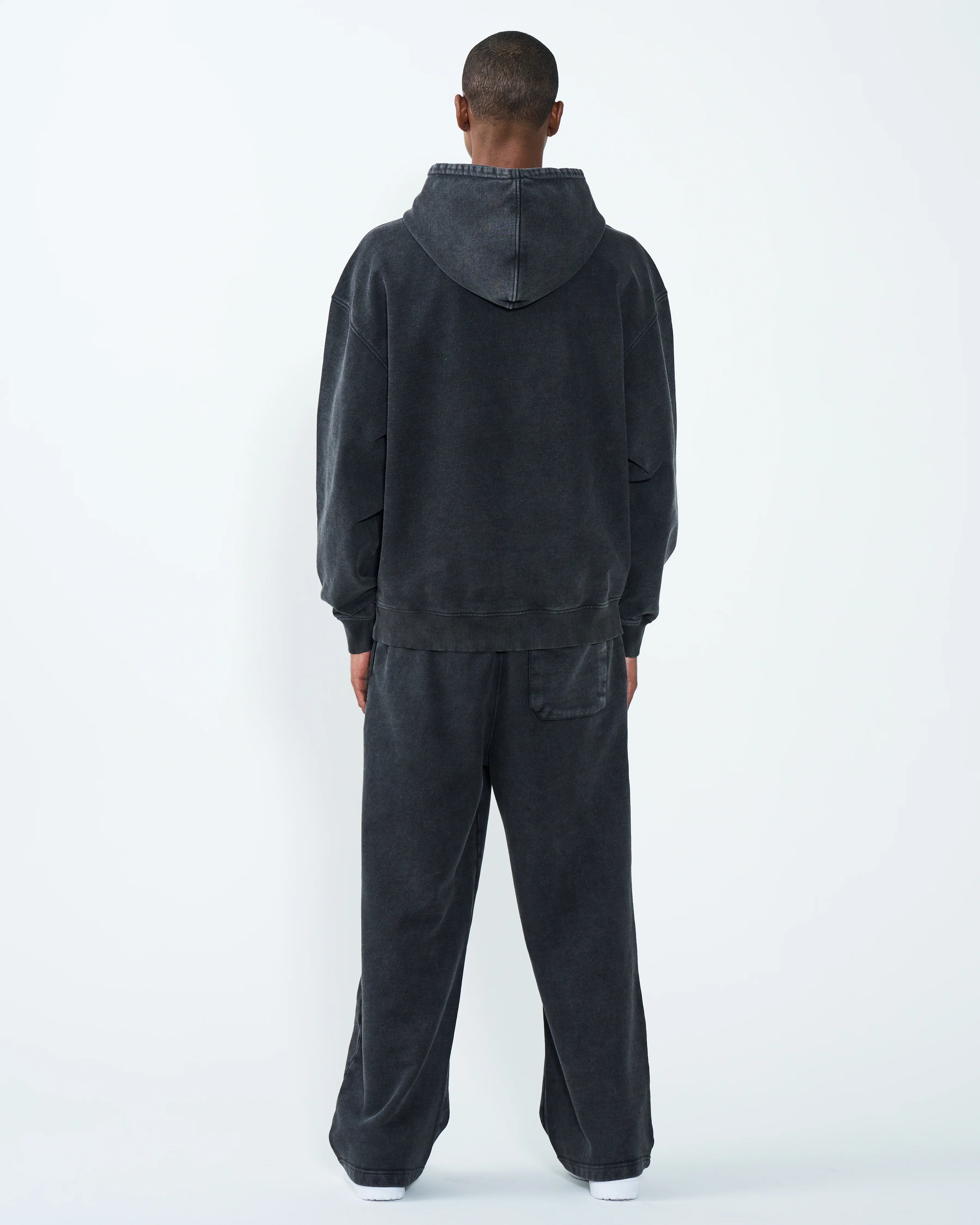 11 OZ Black Oversized Acid Wash Sweatsuit Set