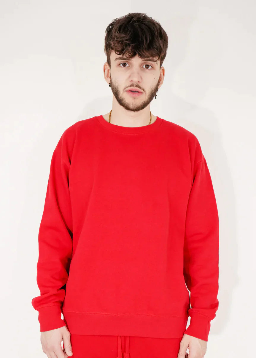 Red Heavy Blend Fleece Crew Neck Sweatshirt