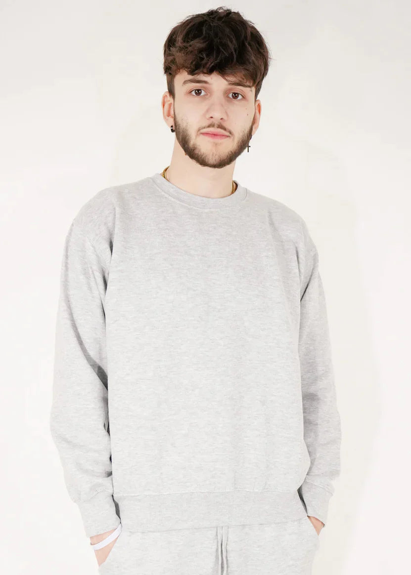 Gray Heavy Blend Fleece Crew Neck Sweatshirt
