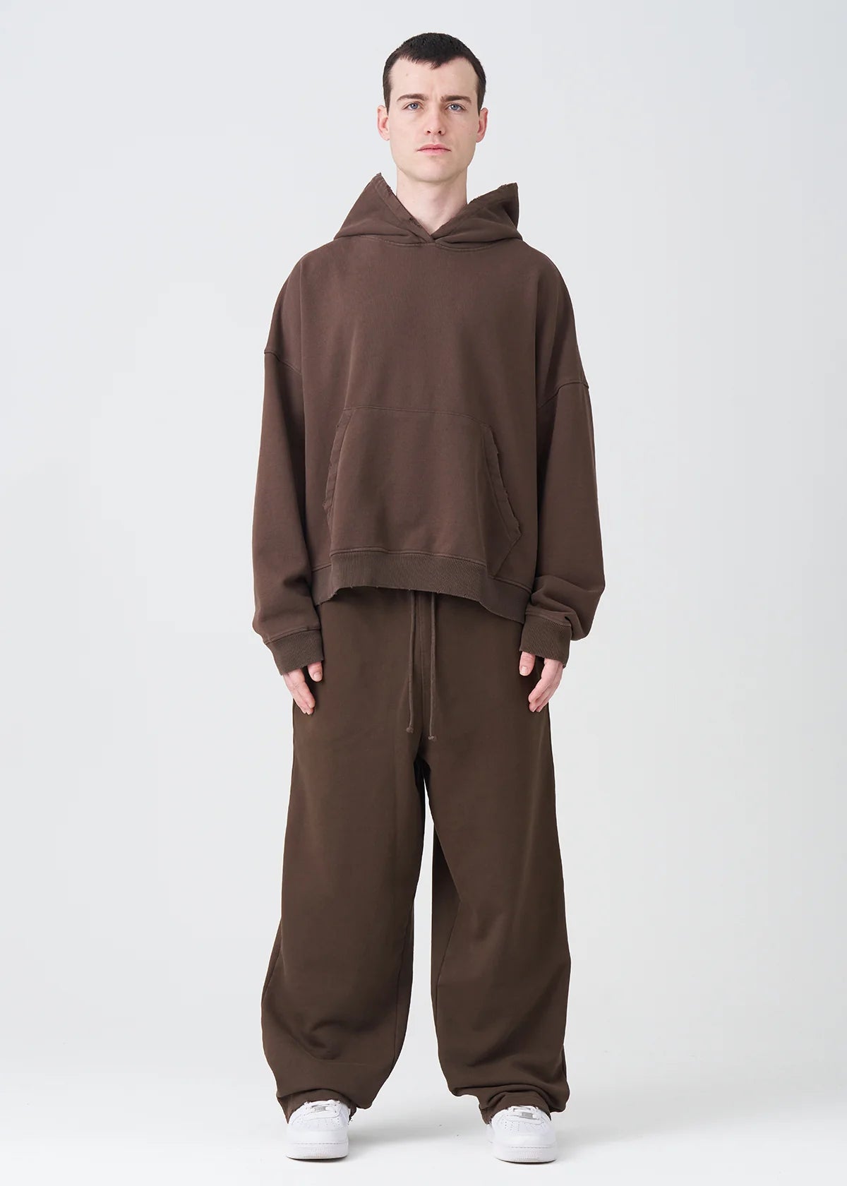 Brown 14 OZ French Terry Garment Washed Sweatsuit