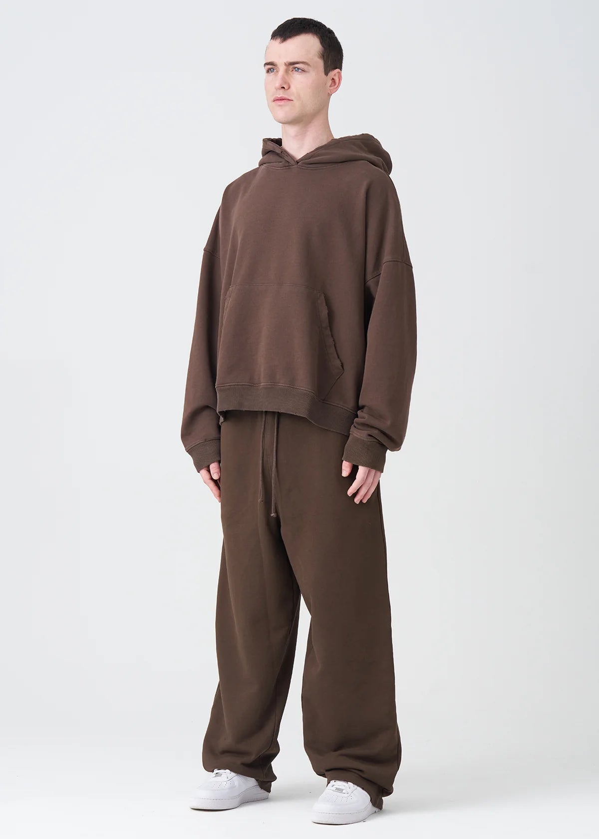 14 OZ Brown French Terry Garment Washed Sweatsuit