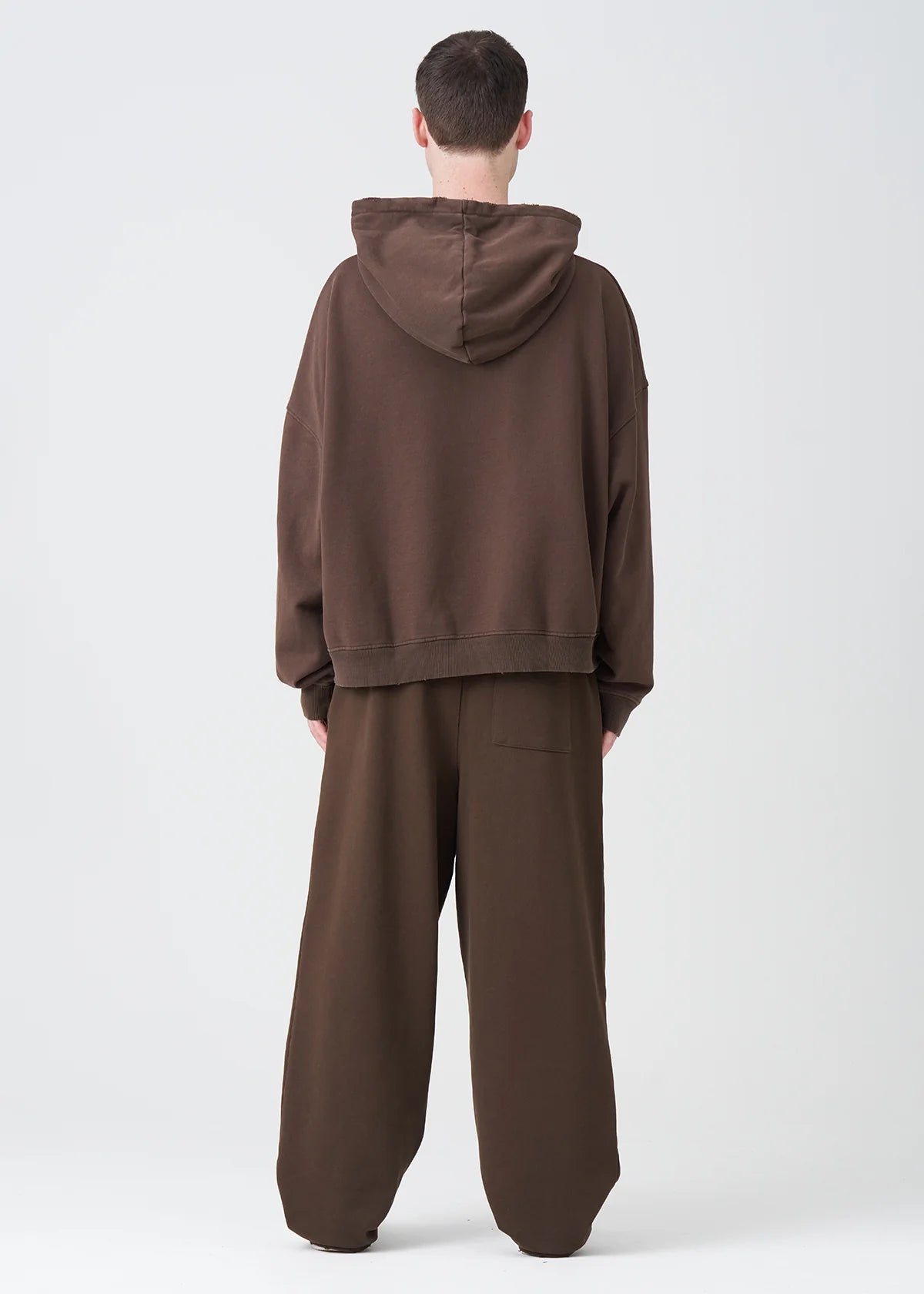 14 OZ Brown French Terry Garment Washed Sweatsuit