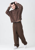 Brown 14 OZ French Terry Garment Washed Sweatsuit