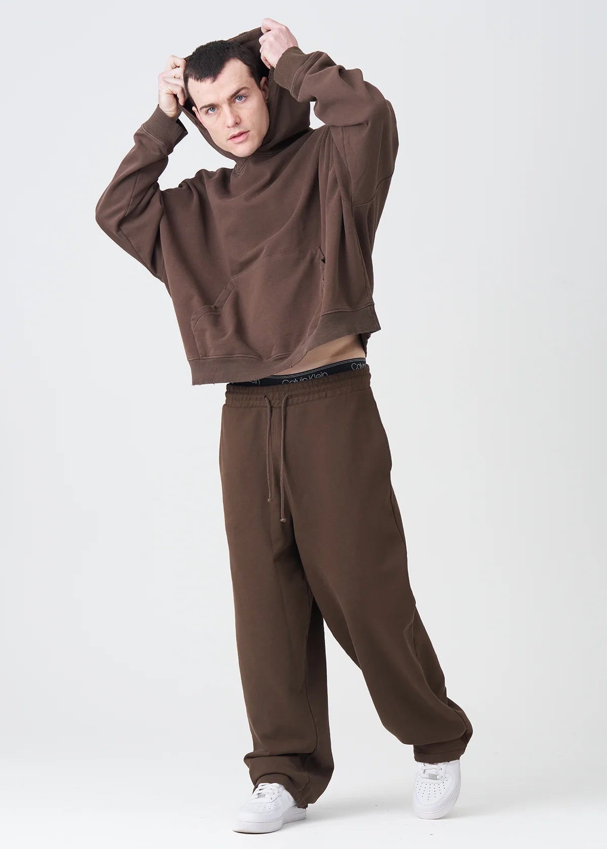 14 OZ Brown French Terry Garment Washed Sweatsuit