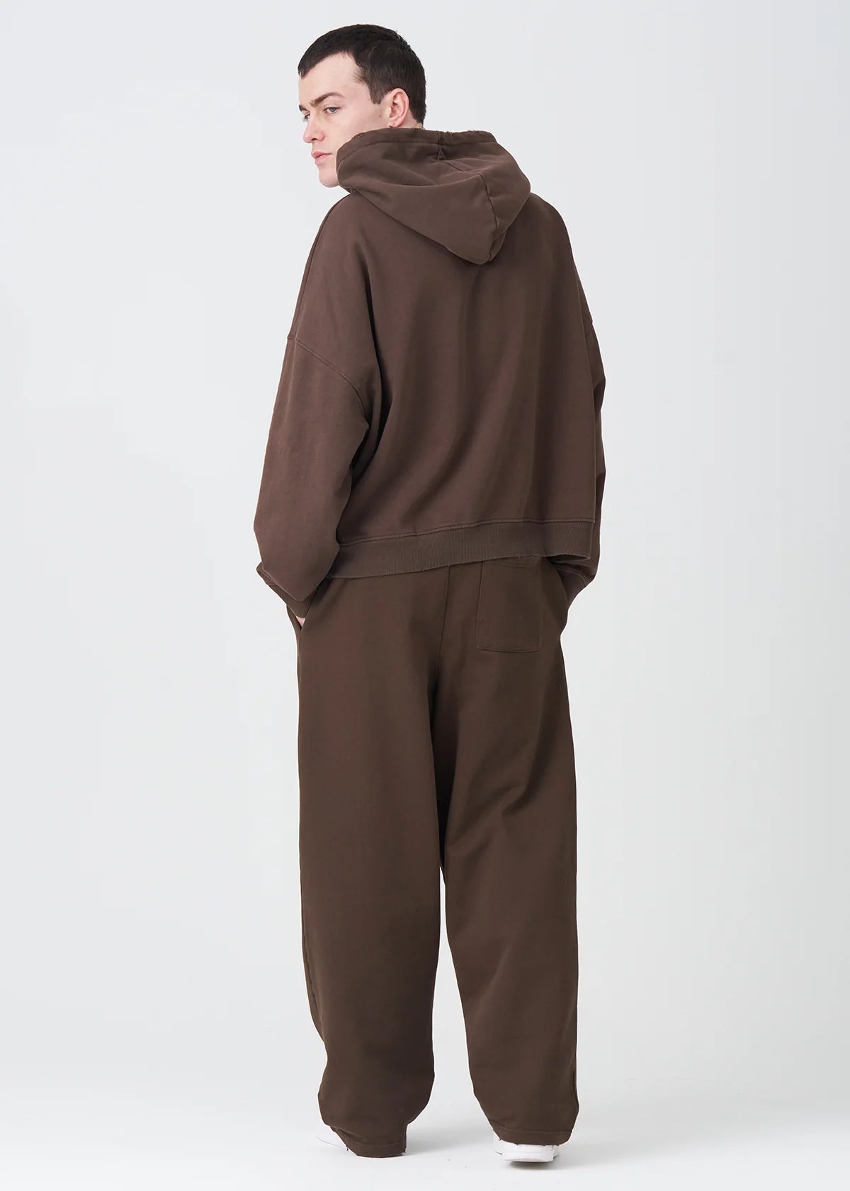 14 OZ Brown French Terry Garment Washed Sweatsuit