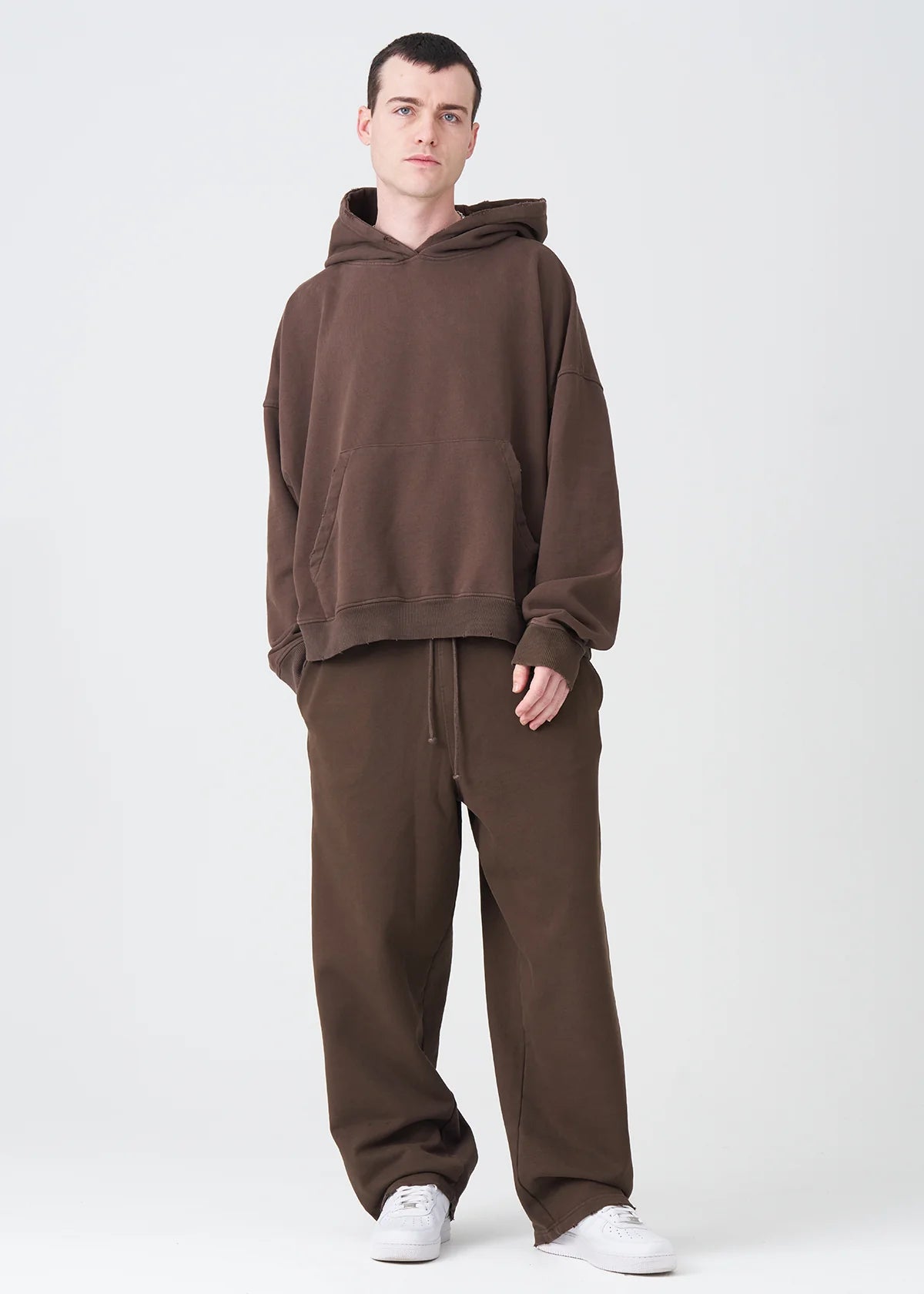 Brown 14 OZ French Terry Garment Washed Sweatsuit