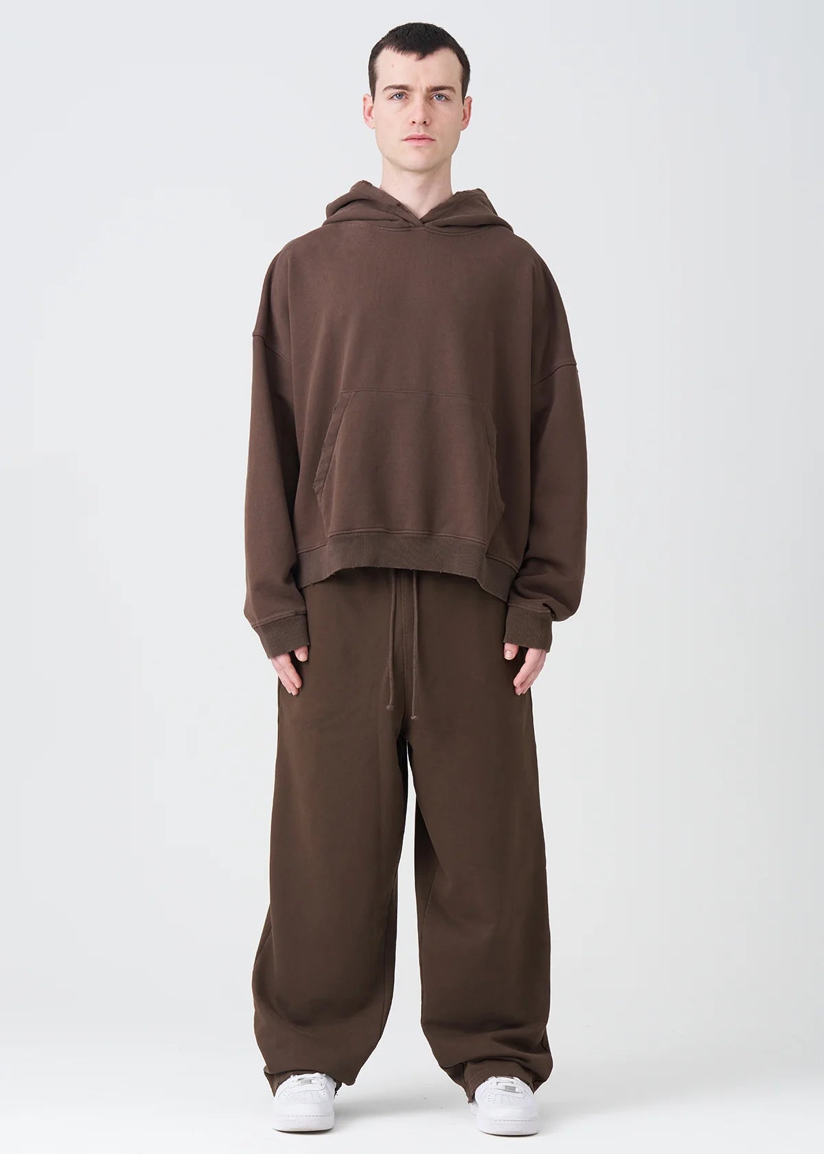 14 OZ Brown French Terry Garment Washed Sweatsuit