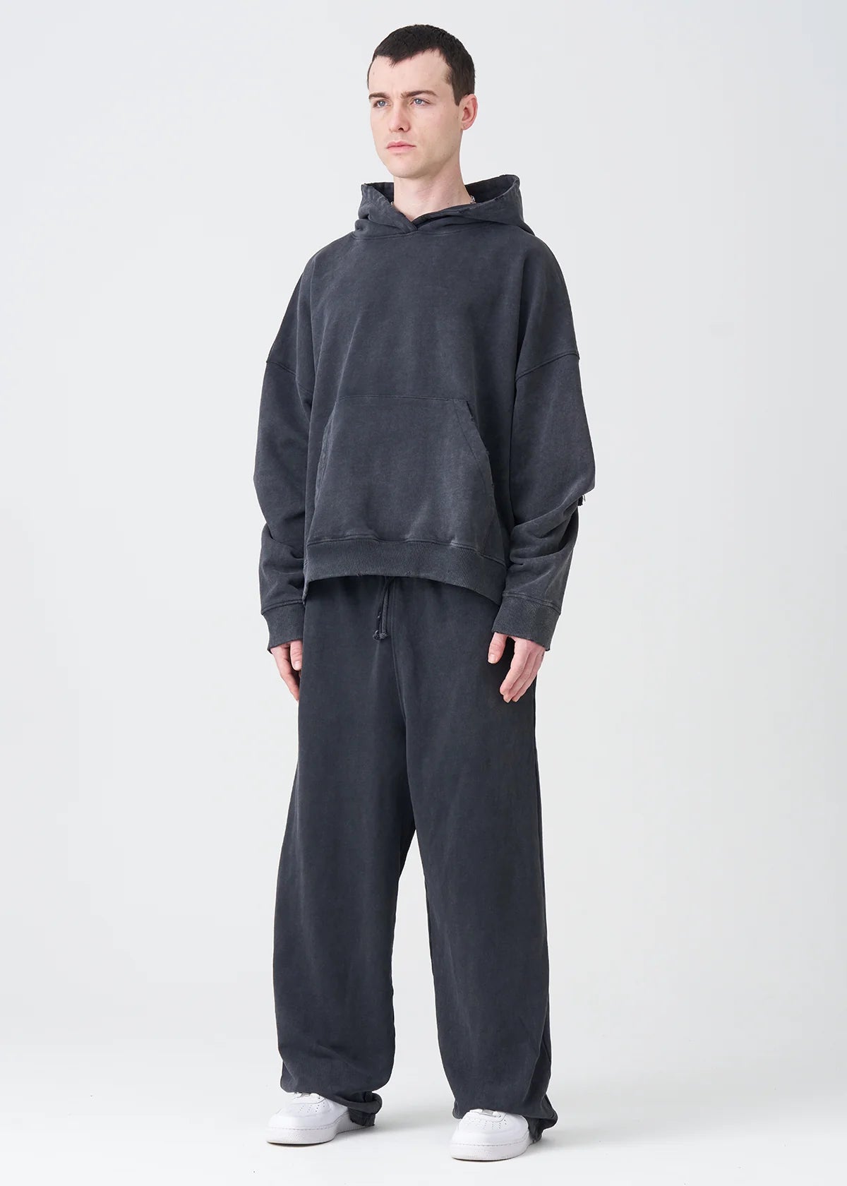 Black 14 OZ French Terry Garment Washed Sweatsuit